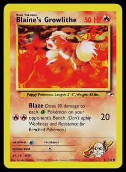 Pokemon Card Gym Heroes Blaine's Growlithe 62/132 Common - Image 1