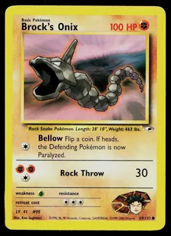 Pokemon Card Gym Heroes Brock's Onix 69/132 Common - Image 1
