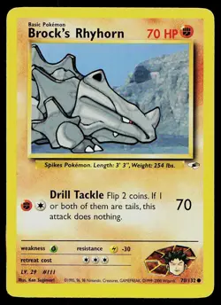 Pokemon Card Gym Heroes Brock's Rhyhorn 70/132 Common - Image 1