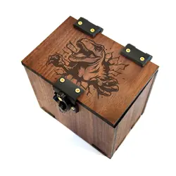Dinosaur Commander Deck Box, 100+ Cards, Dice Tray, MTG Deck Box Handmade Wood - Image 1