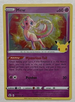 Pokemon Celebrations Mew 011/025 Holo Rare 25th Anniversary LP - Image 1