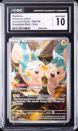 2023 POKEMON SCARLET & VIOLET ILLUSTRATION RARE HOLO PACHIRISU CGC 10 GEM MINT - Image 1