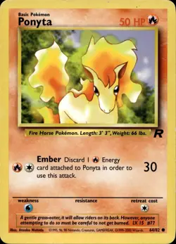 PONYTA 64/82 COMMON TEAM ROCKET POKEMON UNLIMITED MP - Image 1