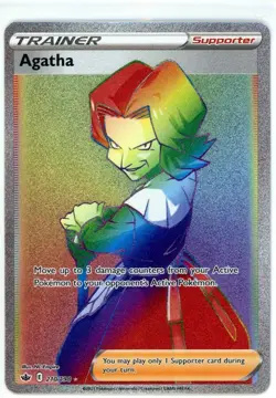 Pokemon TCG Agatha (Rainbow) 210/198 Swsh06: Chilling Reign Secret Rare - Image 1