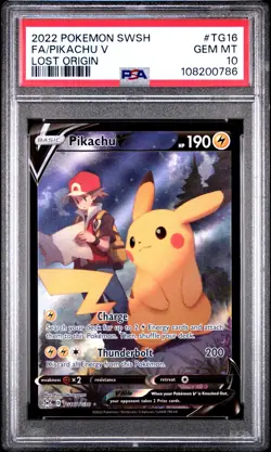 PSA 10 GEM MINT Pikachu V Full Art TG16/TG30 2022 Pokemon SWSH Lost Origin - Image 1