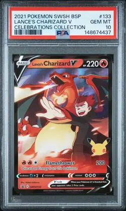 2021 POKEMON SWSH BLACK STAR PROMO 133 LANCE'S CHARIZARD V CELEBRATIONS COLLECTI - Image 1