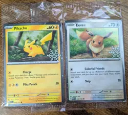 Pokemon TCG -*2 Swirl* Pikachu 025/165 & Eevee 133/165 Snowflake Stamp❄- SEALED - Image 1
