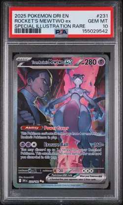 Pokemon 2025 Team Rocket's Mewtwo ex 231/182 SIR Destined Rivals GEM MINT PSA 10 - Image 1