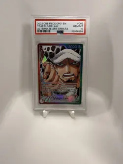 Bandai 2022 One Piece CCG Romance Dawn Trafalgar Law OP01-002 Leader Foil PSA 10 - Image 1