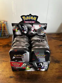 Pokemon TCG Black Bolt White Flare Mini Tin Display Box Unova Sealed x8 - Image 1