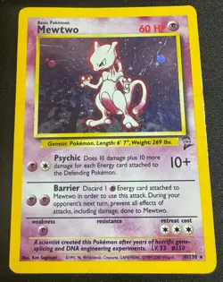 Mewtwo - 10/130 - Holo Rare - Unlimited Edition LP, English Pokemon Base Set 2 - Image 1