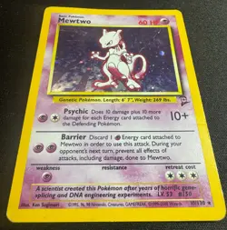 Mewtwo - 10/130 - Holo Rare - Unlimited Edition LP, English Pokemon Base Set 2 - Image 2