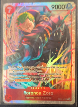 Roronoa Zoro One Piece CCG Foil Card EB04-007 9000 Power Egghead Straw Hat Crew - Image 1