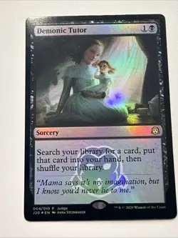 Magic the Gathering TCG Card Demonic Tutor, J20 Judge Promos, Foil medium play - Image 1