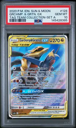 POKEMON INDONESIAN SUN & MOON TAG TEAM COLLECTION GARCHOMP & GIRATINA GX PSA 10 - Image 1
