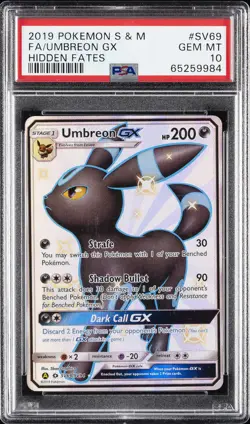 2019 POKEMON SUN & MOON HIDDEN FATES #SV69 FULL ART/UMBREON GX PSA 10 - Image 1