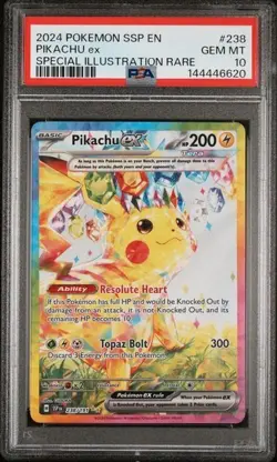 2024 POKEMON SSP EN #238 PIKACHU ex SURGING SPARKS SPECIAL ILL. RARE PSA 10 NEW! - Image 1