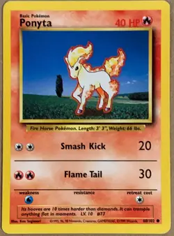 Ponyta [60/102] Base Set Unlimited Original Vintage Basic Fire Pokemon Card TCG - Image 1