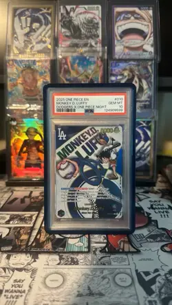Monkey D. Luffy 2025 Dodgers X One Piece Night Promo English EB02-010 L PSA 10 - Image 1