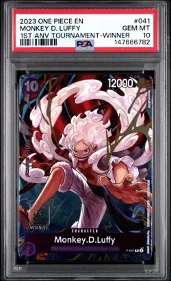 One Piece Monkey D Luffy P-041 1st Anniversary Tournament Winner Promo PSA 10 - Image 1