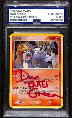 PSA Signed Dan Green Pokemon Trading Card Game Entei 001/017 Pop Series 2 Holo - Image 1
