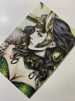 Lady Loki Marvel Hot Sexy Goddess Anime Doujin Sketch Art Card Girl Waifu Thor - Image 3