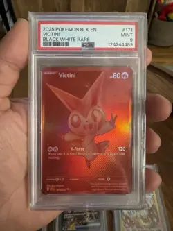 Pokemon 2025 Black and White Rare Card #171 Victini PSA 9 - Image 1