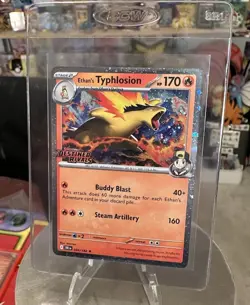 Pokemon Destined Rivals Ethan’s Typhlosion Pre Release Stamped 034/182 - Image 1