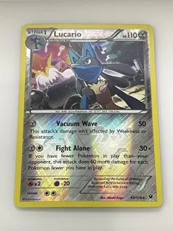 Lucario 63/124 Holo Rare Fates Collide Pokemon Reverse Holo Lightly Played - Image 1