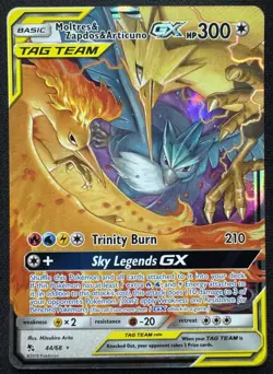 Pokemon Hidden Fates Moltres & Zapdos & Articuno GX Tag Team #44 NM or Better - Image 1