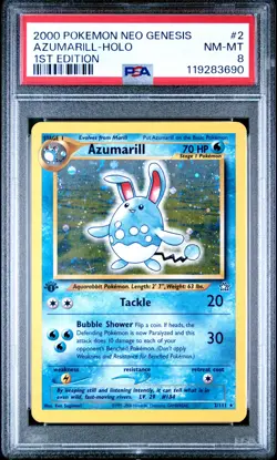 2000 Pokemon Neo Genesis 1st Edition Azumarill Holo 1st Edition PSA 8 #2 - Image 1