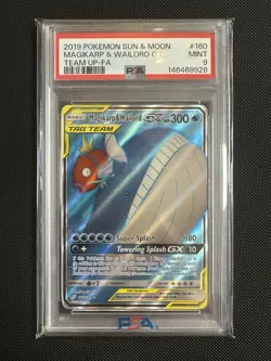PSA 9 Pokemon S&M 2019 Team Up Magikarp & Wailord GX Full Art 160/181 “Mint” - Image 1