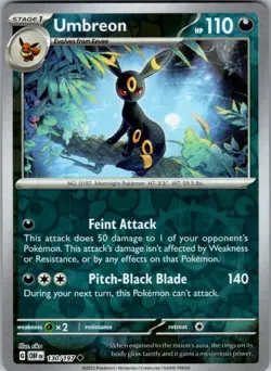 Pokemon | SV03: Obsidian Flames | Umbreon | 130/197 | Reverse Holo | NM - Image 1