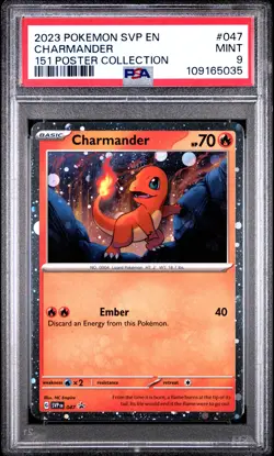 PSA 9 - Charmander Holo SVP047 MEW 151 Poster Collection - Pokemon - Image 1
