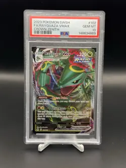 2023 POKEMON SWORD & SHIELD CROWN ZENITH #102 FULL ART/RAYQUAZA VMAX PSA 10 - Image 1