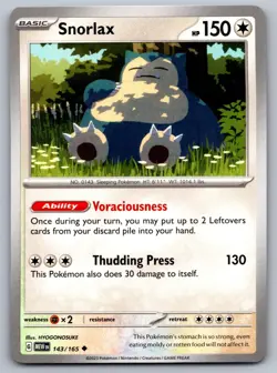 Snorlax 143/165 Uncommon 151 Pokemon Near Mint - Image 1