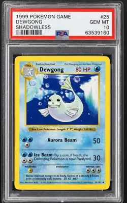 Pokemon Dewgong Base Set Shadowless 25/102 PSA 10 POP 94 - Image 1