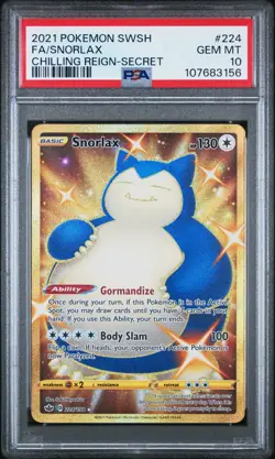 Pokemon Snorlax Full Art Secret Rare Holo 224/198 Chilling Reign PSA 10 - Image 1