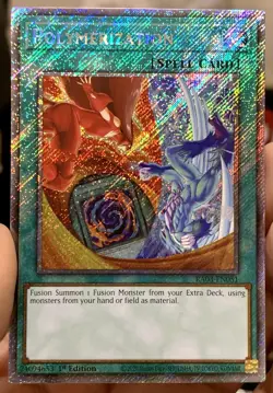 Yugioh Polymerization (Hero Art) RA03-EN051 Platinum Secret Rare 1st NM w/Track - Image 1