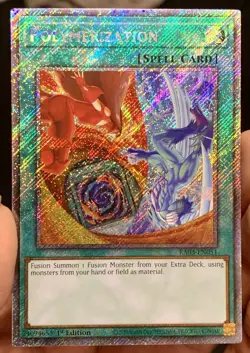 Yugioh Polymerization (Hero Art) RA03-EN051 Platinum Secret Rare 1st NM w/Track - Image 2