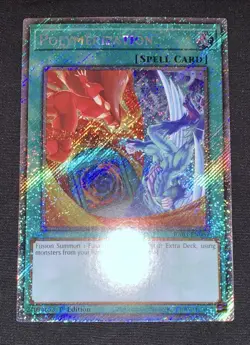 Yugioh Polymerization (Hero Art) RA03-EN051 Platinum Secret Rare 1st NM w/Track - Image 3