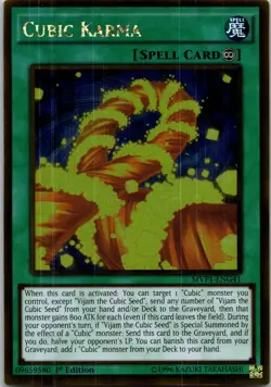 Yugioh Cubic Karma MVP1-ENG41 1st Edition Gold Rare NM - Image 1