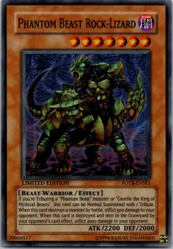 Yugioh Phantom Beast Rock-Lizard FOTB-ENSE1 Limited Edition Super Rare NM - Image 1