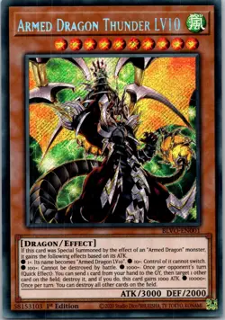 Yugioh Armed Dragon Thunder LV10 BLVO-EN001 1st Edition Secret Rare NM - Image 1