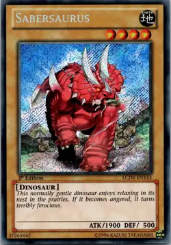 Yugioh Sabersaurus LCJW-EN143 1st Edition Secret Rare NM - Image 1