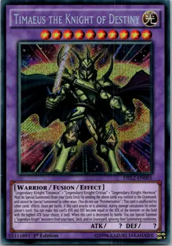 Yugioh Timaeus the Knight of Destiny DRL2-EN001 1st Edition Secret Rare NM - Image 1
