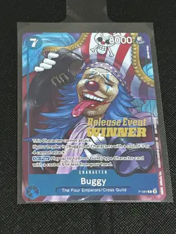 One Piece Buggy Gold Stamped Pre-Release Winner Promo P-084 NM - Image 3