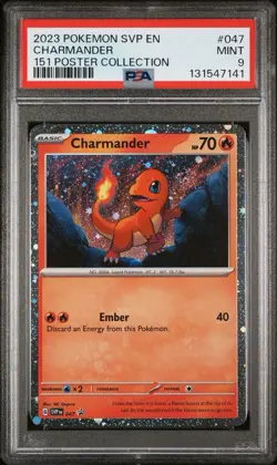 Pokemon Card Charmander 047 Black Star Promo Pokemon 151 Poster Collection PSA 9 - Image 1