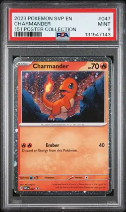 Pokemon Card Charmander 047 Black Star Promo Pokemon 151 Poster Collection PSA 9 - Image 1