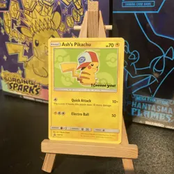 Pokemon TCG Ash's Pikachu Black Star Promo Card SM112 2017 I Choose You - Image 1